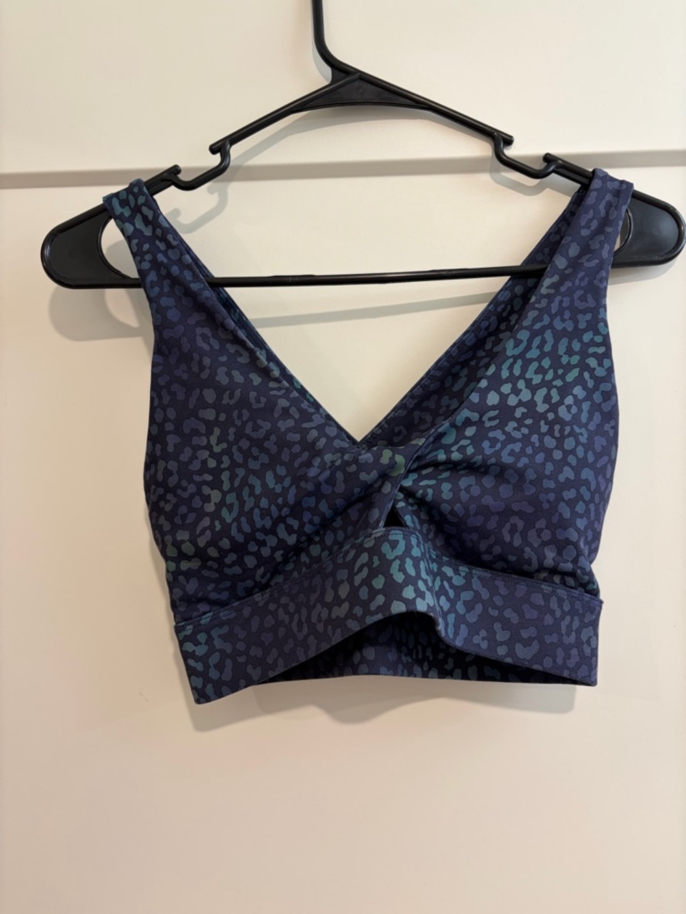 Fabletics Navy Blue Teal Animal-Print Sports Bra